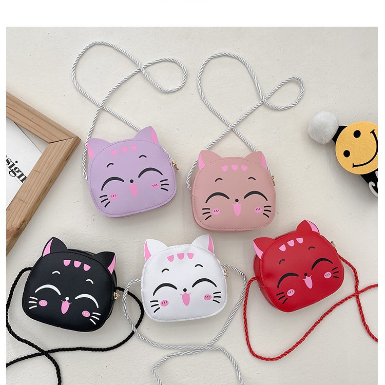 Little Cat Children's Coin Purse 2024 New Korean version girl crossbody Bag, Princess single-shoulder bag, fashionable mini bag full figure
