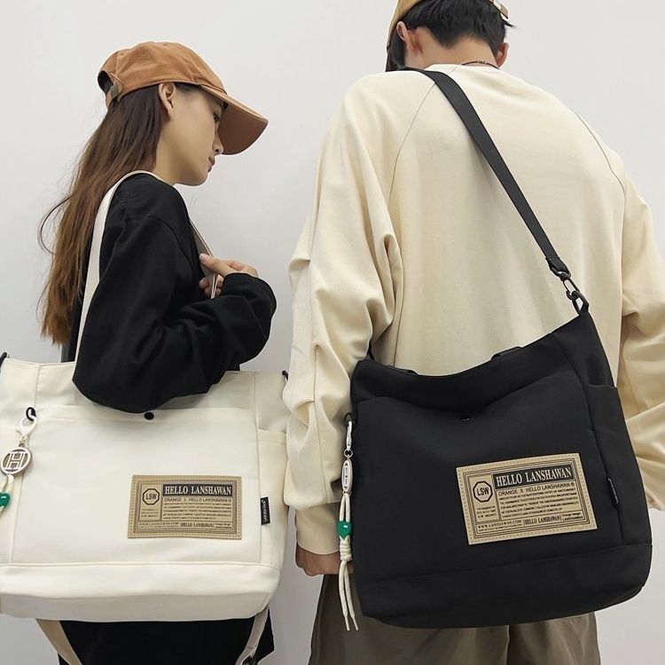 Waterproof handbag for men, Japanese-style casual Instagram, single-shoulder backpack for college students in class, trendy large-capacity crossbody bag for women full figure