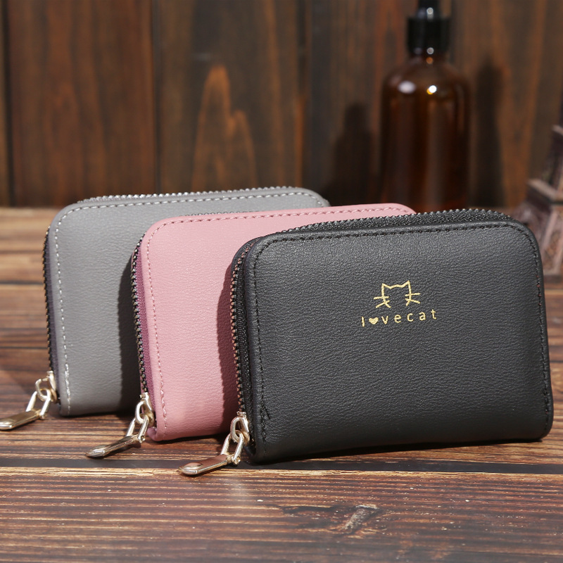 New Korean-style cat organ bag, multi-slot card bag, coin purse, ID card bag, card holder logo full figure