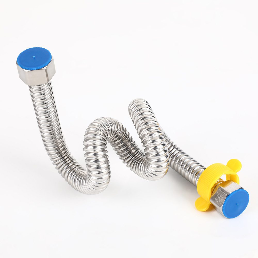 Wholesale 304 stainless steel corrugated pipe toilet water heater connection pipe, household bathroom explosion-proof 4-point soft water pipe details Picture