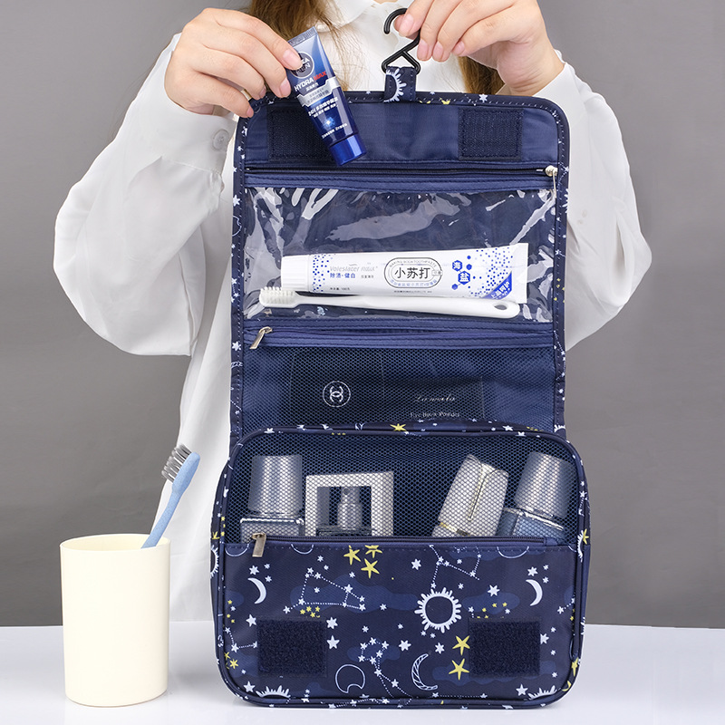 Multi-functional large-capacity waterproof makeup bag, portable dry and wet separation bathroom hook toiletry bag, storage bag full figure