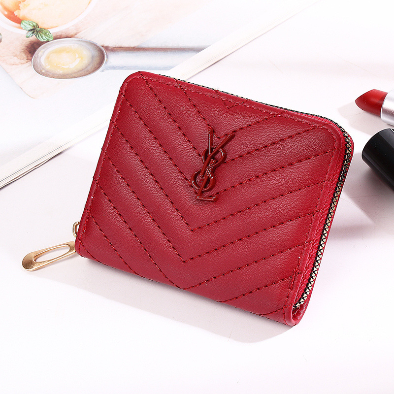 New women's wallet, short solid-color card case, high-end portable bag, wallet button, zipper coin purse wholesale Item Picture