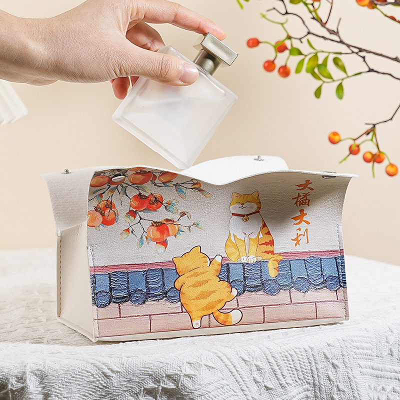New Ailun cute tissue box, creative festive tissue box, multi-functional storage box for living room, bedroom and car, decoration Specification drawing