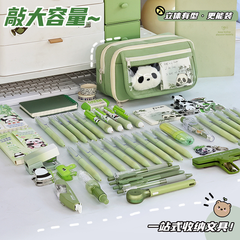 ins High appearance level stationery box, high school student storage pencil case, large capacity cartoon pen case, new style for girls, transparent Application Scenario