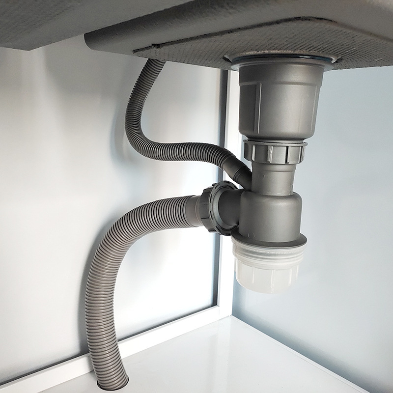 Stainless steel single-trough vegetable sink drain pipe, kitchen handcrafted sink, water drainage, anti-clogging and anti-odor full figure