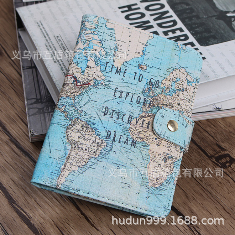 Factory direct sales of new cross-border PU color-printed cartoon passport bags, luggage tags and multi-functional ID bags in stock Specification drawing