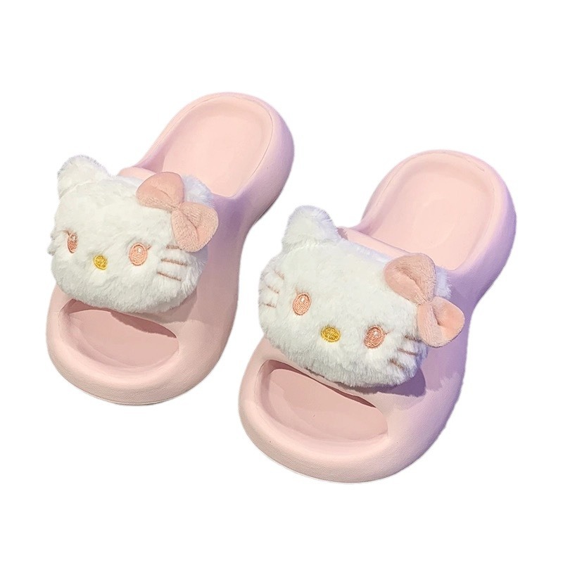 eva cartoon cat thick-soled slippers, waterproof flip-flops, women's summer breathable, indoor anti-slip flip-flops Item Picture