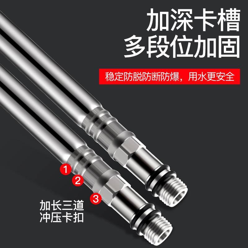 Brand-new 304 stainless steel spiral corrugated pipe water inlet hose, kitchen washbasin, hot and cold water faucet, extended explosion-proof Application Scenario