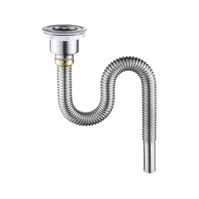 Vegetable basin drain, vegetable washing basin, stainless steel drain pipe, kitchen sink, single sink, under-sink, drainage pipe, sink, anti-odor Item Picture
