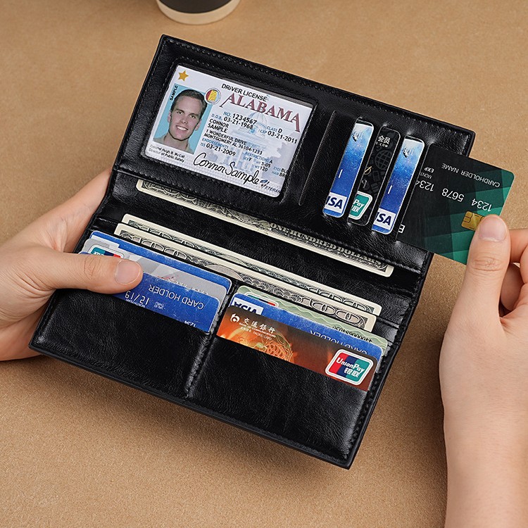 New Ailun manufacturer wholesale casual pu wallets for men, long oil-wax leather for export, new European and American wallets Application Scenario