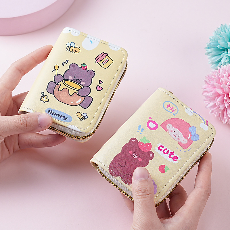 New cartoon and cute lady organ card case with multiple slots and large capacity, student coin purse full figure