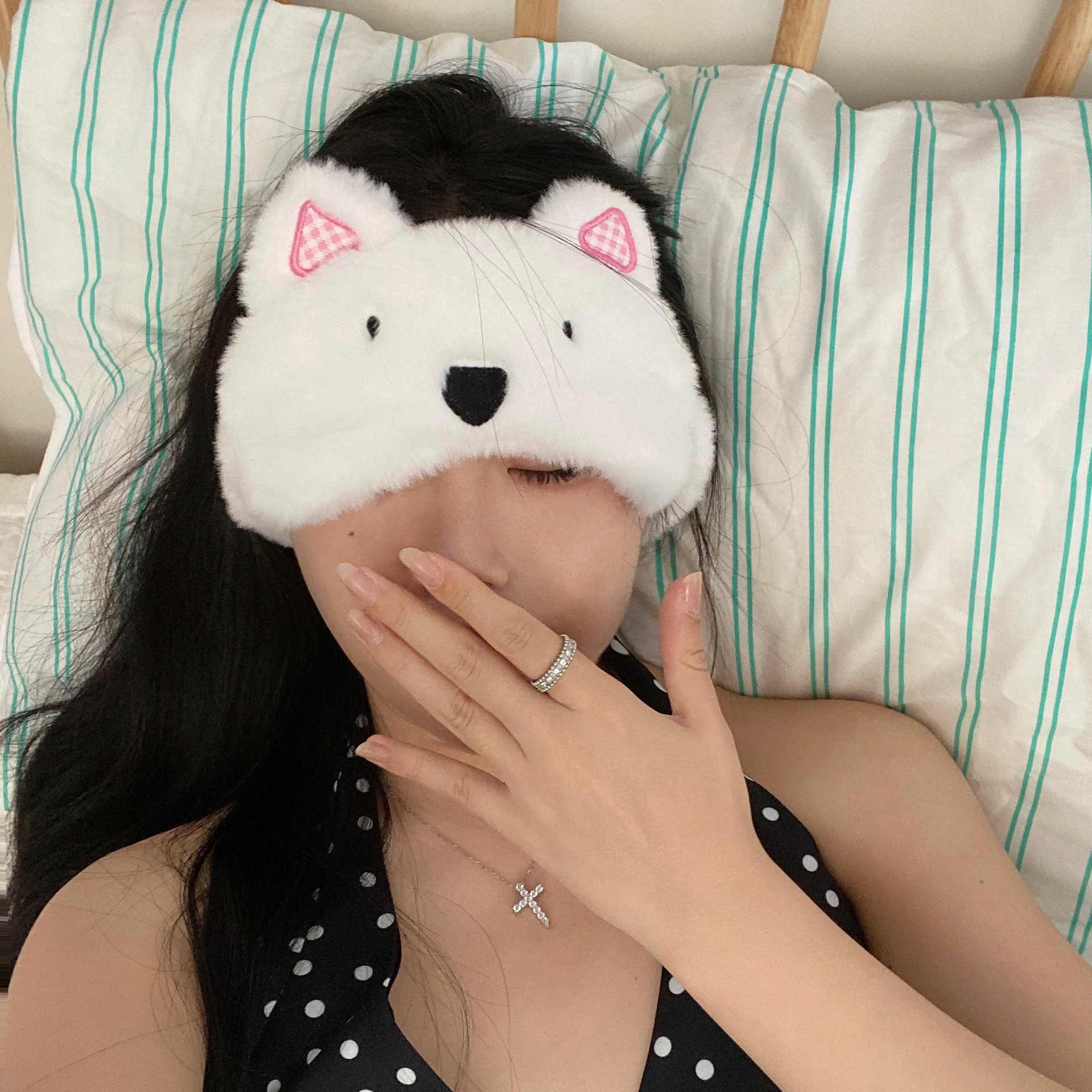 Cute cartoon nap eye mask, West Highland eye mask, sleep shading, travel nap special, eye fatigue relief tool full figure