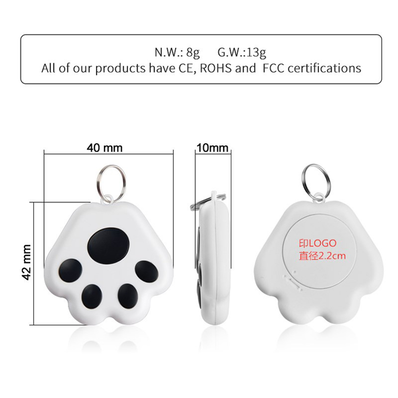 Dog paw Bluetooth anti-loss device, Bluetooth tracking finder, BLE low-power mobile phone, two-way alarm manufacturer in stock Item Picture