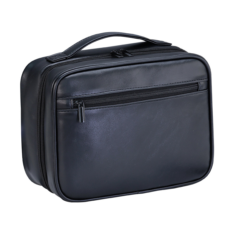 pu toiletry bag for cross-border Amazon men's business, large capacity, high-end feel, zoned storage, waterproof cosmetic bag storage Item Picture