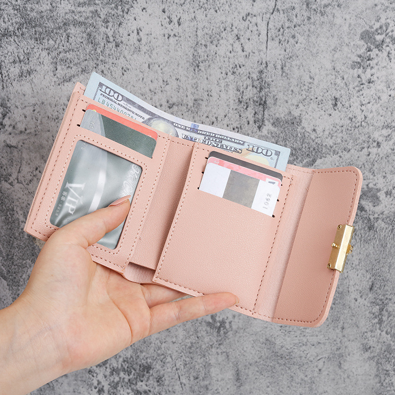 2022 New Style Small Wallet Women's Short Korean-style trendy folding personalized Student Cute mini fashionable coin Purse wallet details Picture