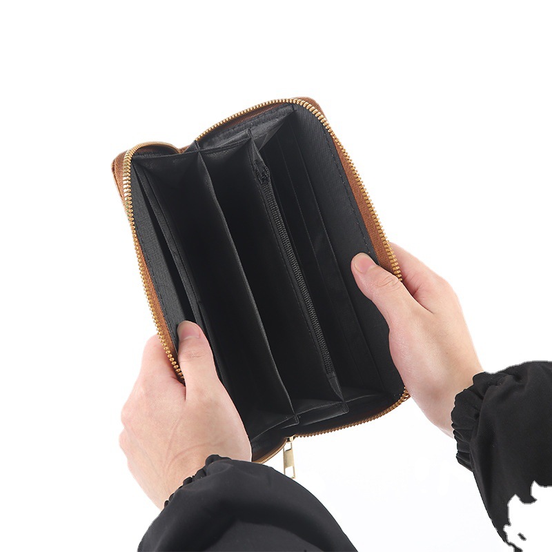 Single-zipper printed wallet for women, new Korean-style stylish long phone case, business card case, ladies' hand-held wallet Item Picture