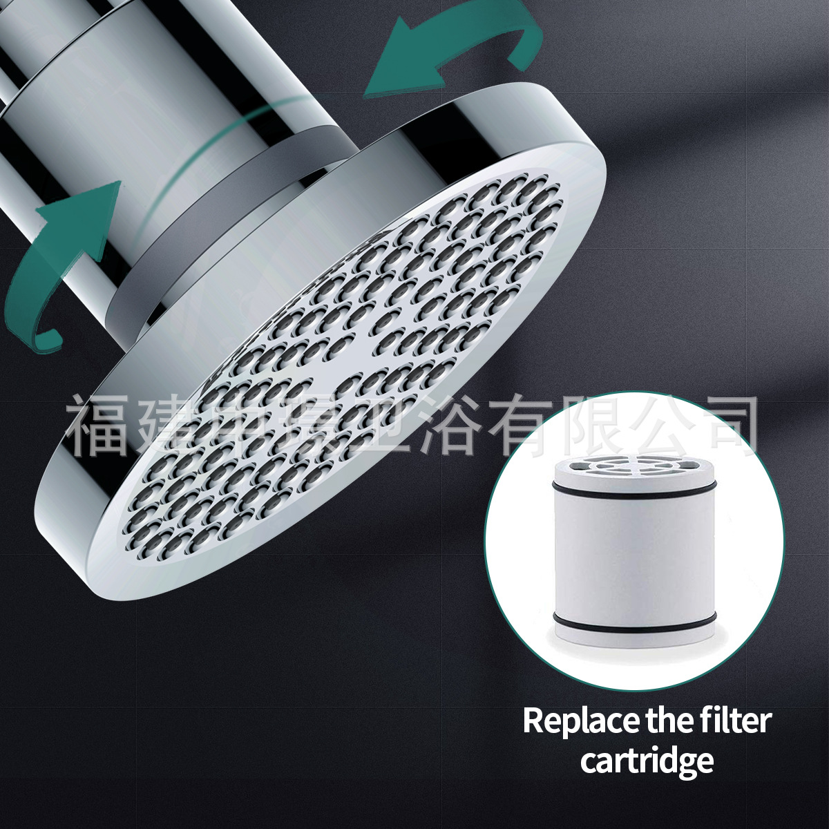 Amazon American-style concealed shower top spray 6-inch pressurized filter electroplated showerhead round bathroom showerhead details Picture
