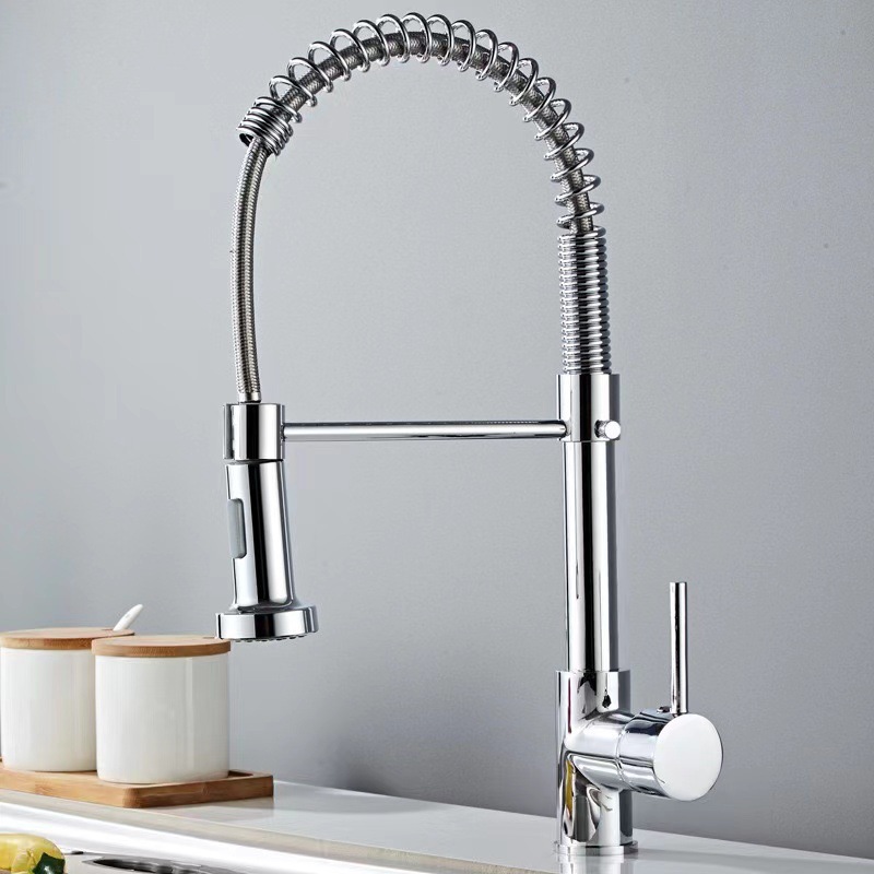 Cross-border supply of pull-out kitchen hot and cold water faucets, telescopic and rotating washbasins, sinks, and spring faucets Specification drawing