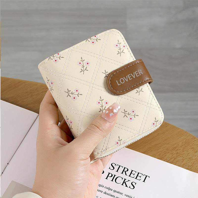 New women's wallet short printed card bag 2024 Summer Wallet button zipper coin purse wholesale full figure