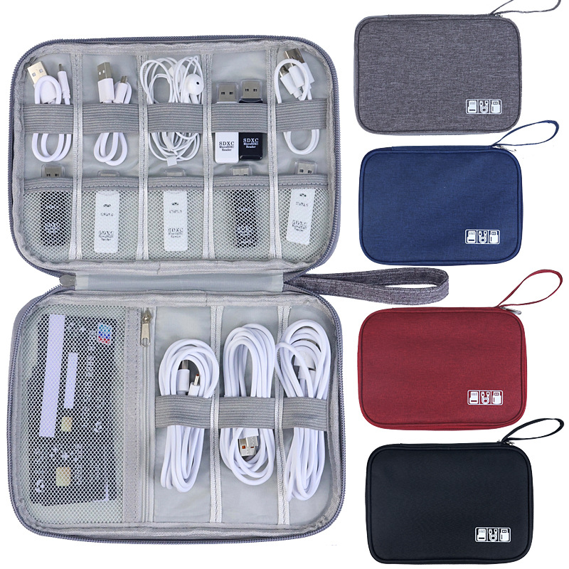 Travel power bank digital storage bag, cationic hand-held data cable storage box bag, multi-functional USB flash drive digital bag full figure