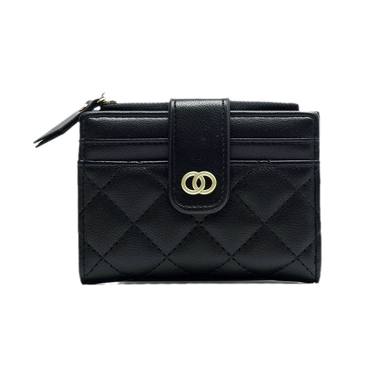 Korean version ladies' wallet with multiple slots, short and small coin purse, versatile and trendy card case, PU embroidered wallet in stock Item Picture