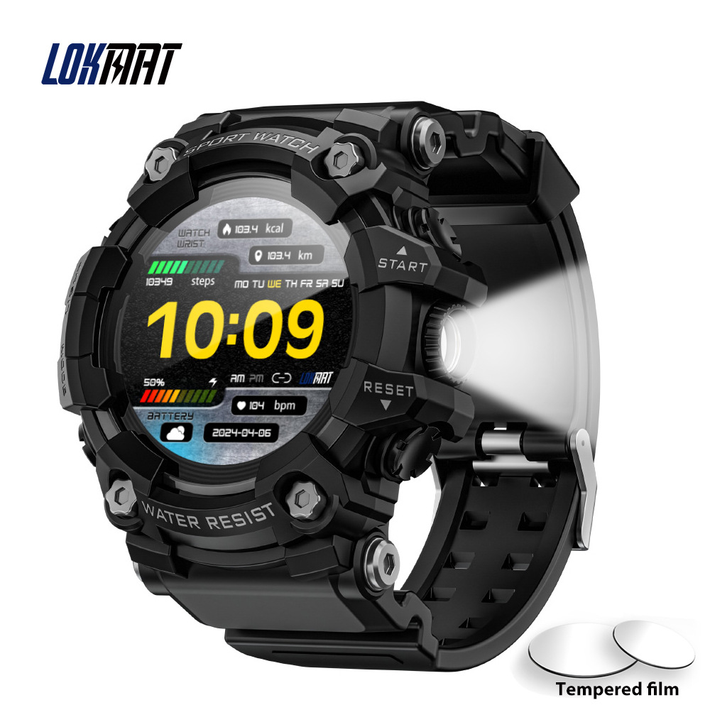 LOKMAT foreign trade outdoor sports smartwatch ATTACK GT Bluetooth Call Compass Flashlight Music full figure