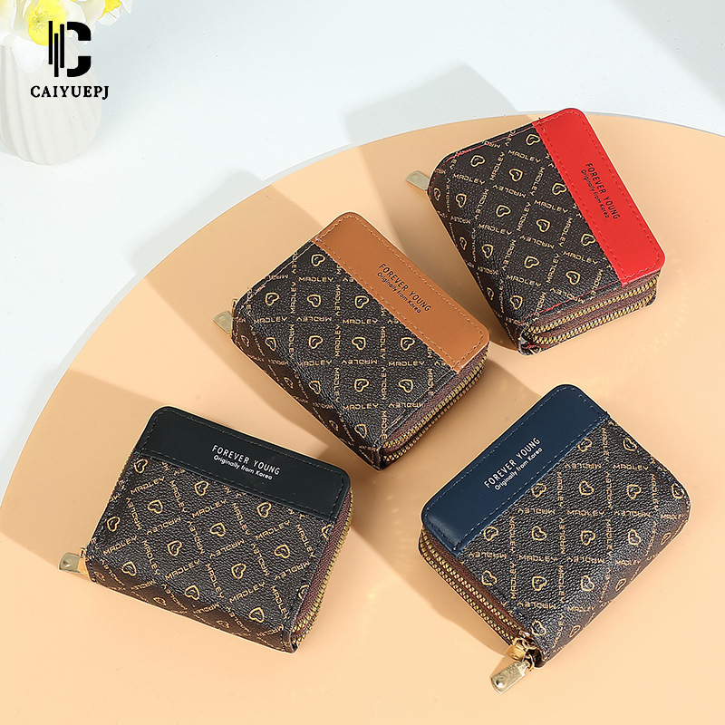 The new women's wallet, color-blocked clutch bag, card bag, versatile and fashionable coin purse, large-capacity double-layer women's bag, cross-border trend full figure