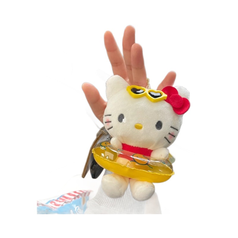 ins Sakura cute black leather kt cute cartoon girl heart cat pendant, plush keychain pendant Item Picture
