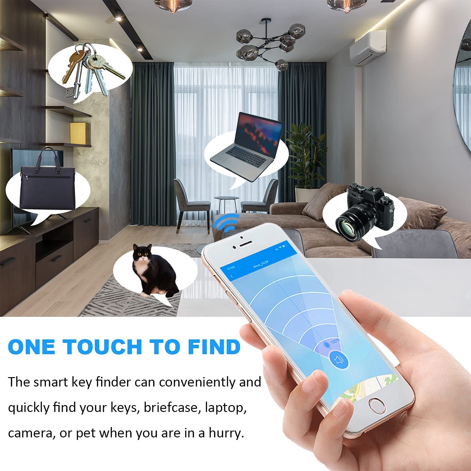 S8 Circular smart anti-loss finder, iFindU new private mold Key Wallet Tracker, Exit reminder Application Scenario