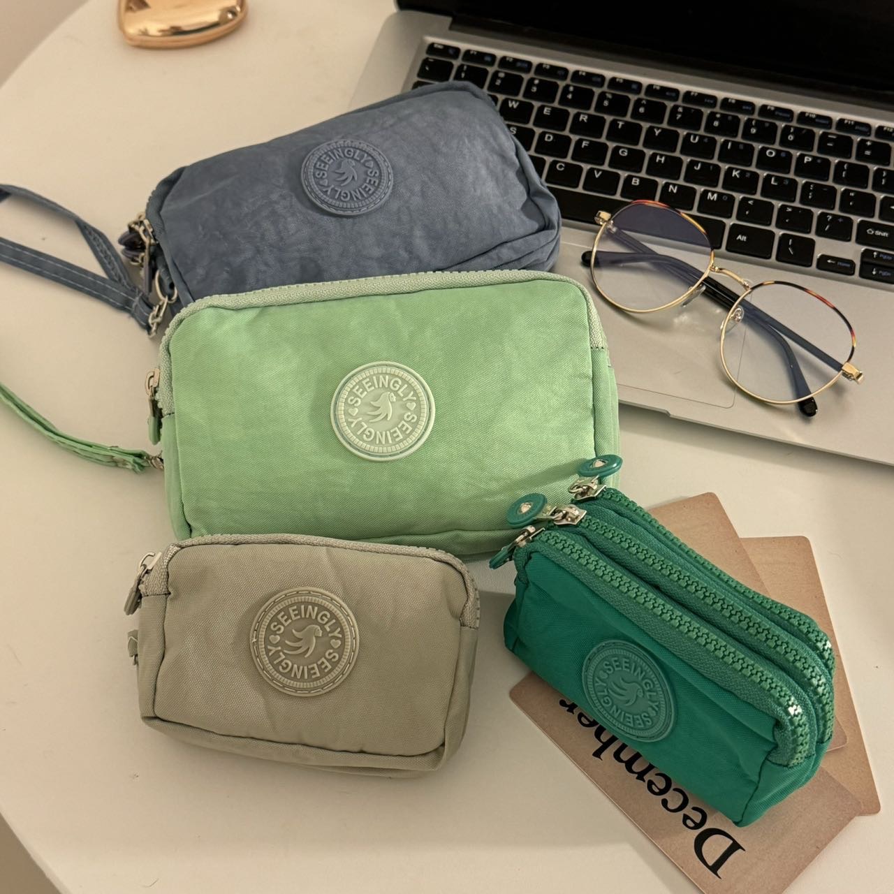 Korean-style fabric hand-held coin purse for women, long and fashionable three-layer zipper, large-capacity, large-screen mobile phone key bag full figure