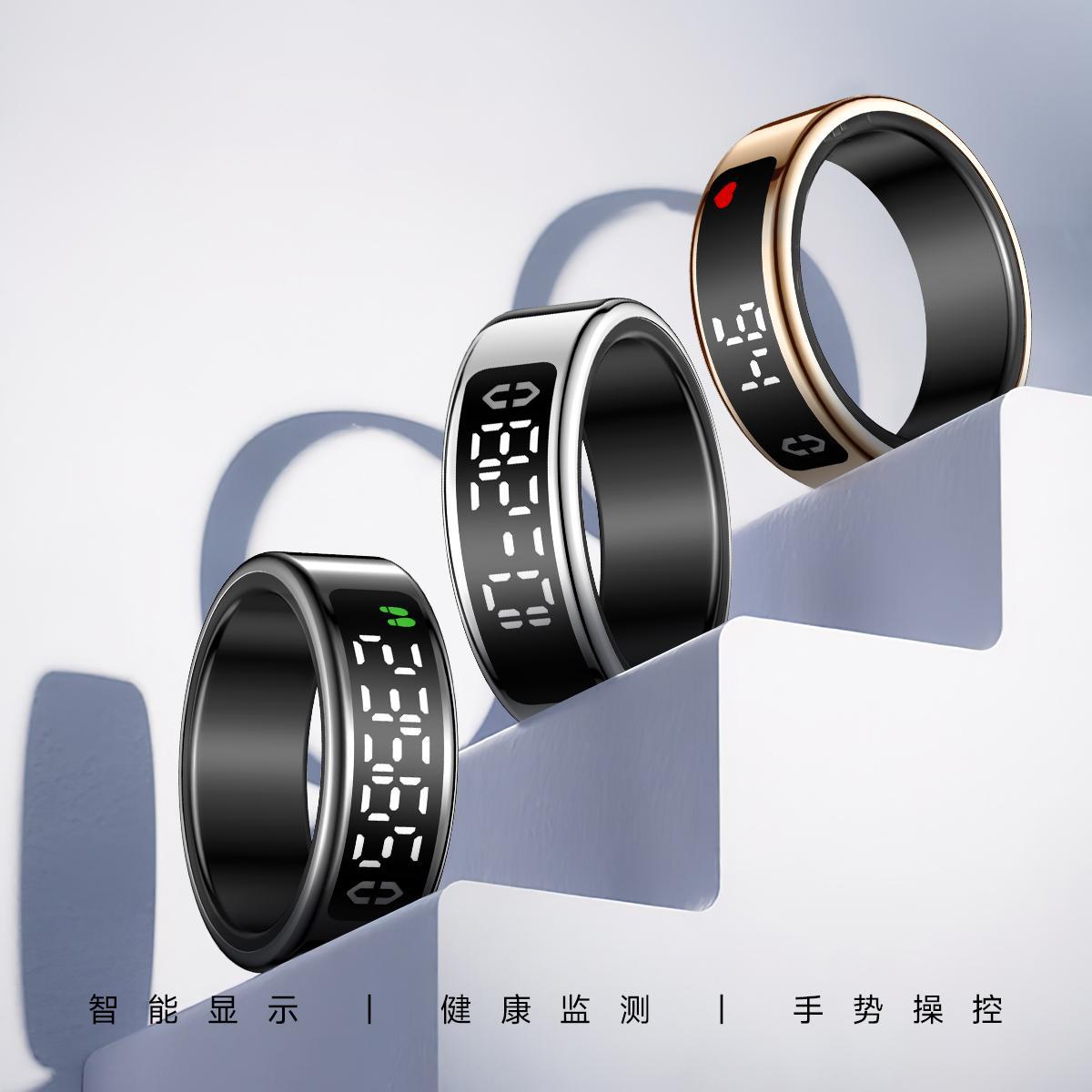 SY01 Smart ring with display screen, touch charging dock, page-turning, photo-taking smart ring, heart rate, blood oxygen, sleep full figure
