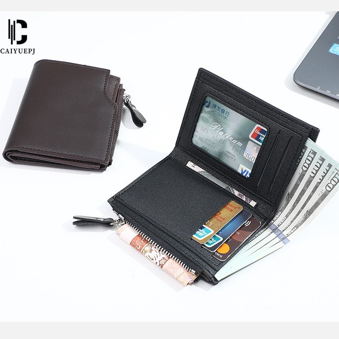 baellerry men's short wallet, a fashionable and thin men's wallet with multiple compartments and zippers from Europe and America Application Scenario