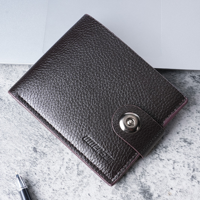 Magnetic buckle wallet, short men's wallet, with zipper, can hold driver's license, men's wallet, horizontal wallet Specification drawing