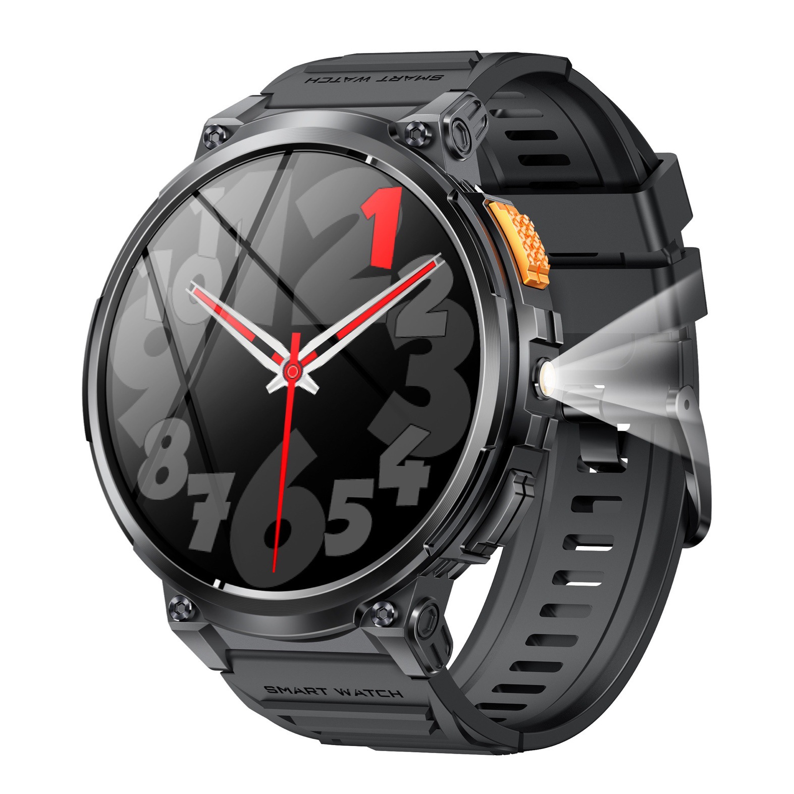 New K66 smartwatch Bluetooth call flashlight 1.85-inch IPS heart rate, blood pressure, blood oxygen multi-sport watch details Picture