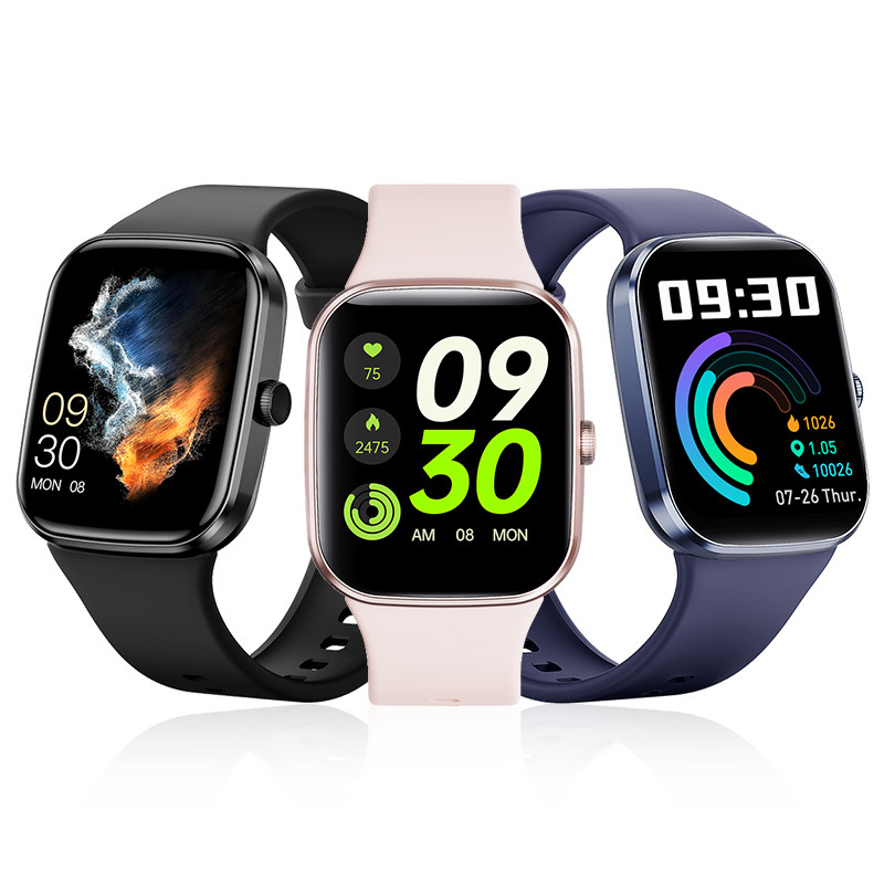 A new cross-border AMOLED sports smartwatch for both men and women, suitable for blood pressure, blood oxygen, heart rate, step counting, Bluetooth communication full figure