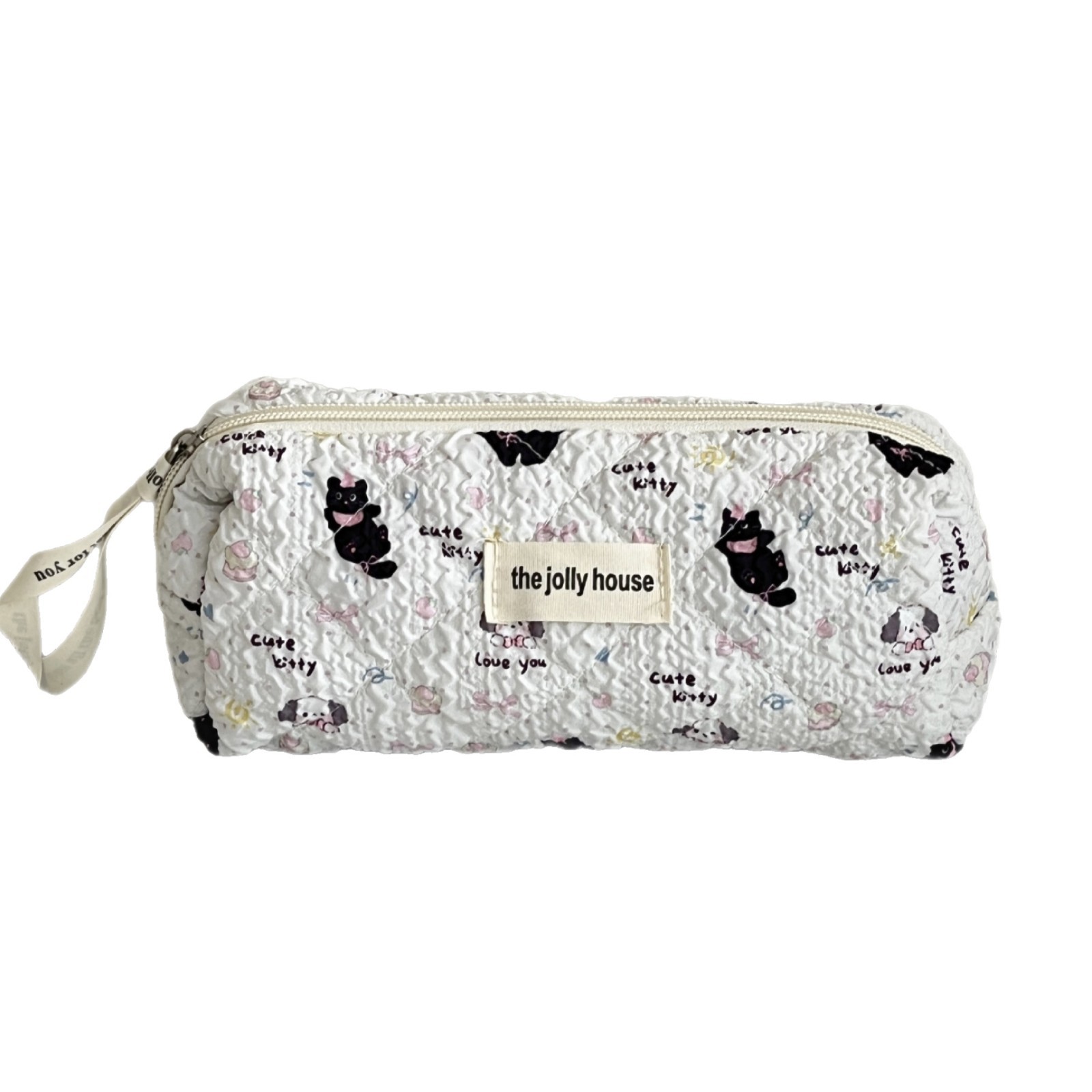 Cute black cat and dog makeup bag for women, portable large-capacity travel cosmetics, hand-held toiletry bag, minimum order of one piece Item Picture