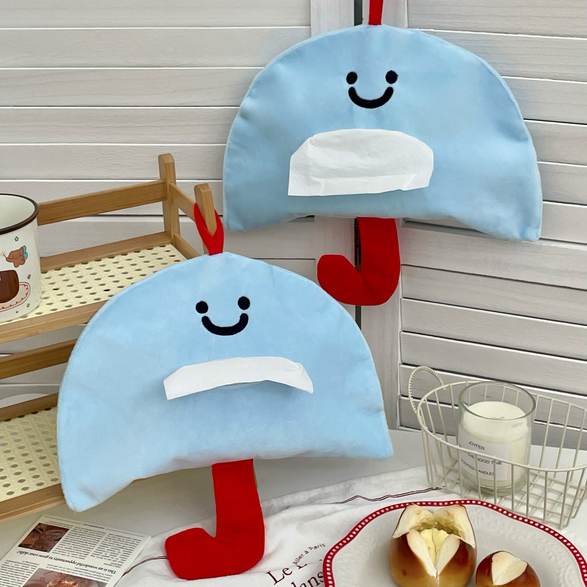 Small umbrella tissue bag, ins style, niche, living room, high appearance level, tissue box, bedroom, bedroom wall-mounted tissue bag full figure