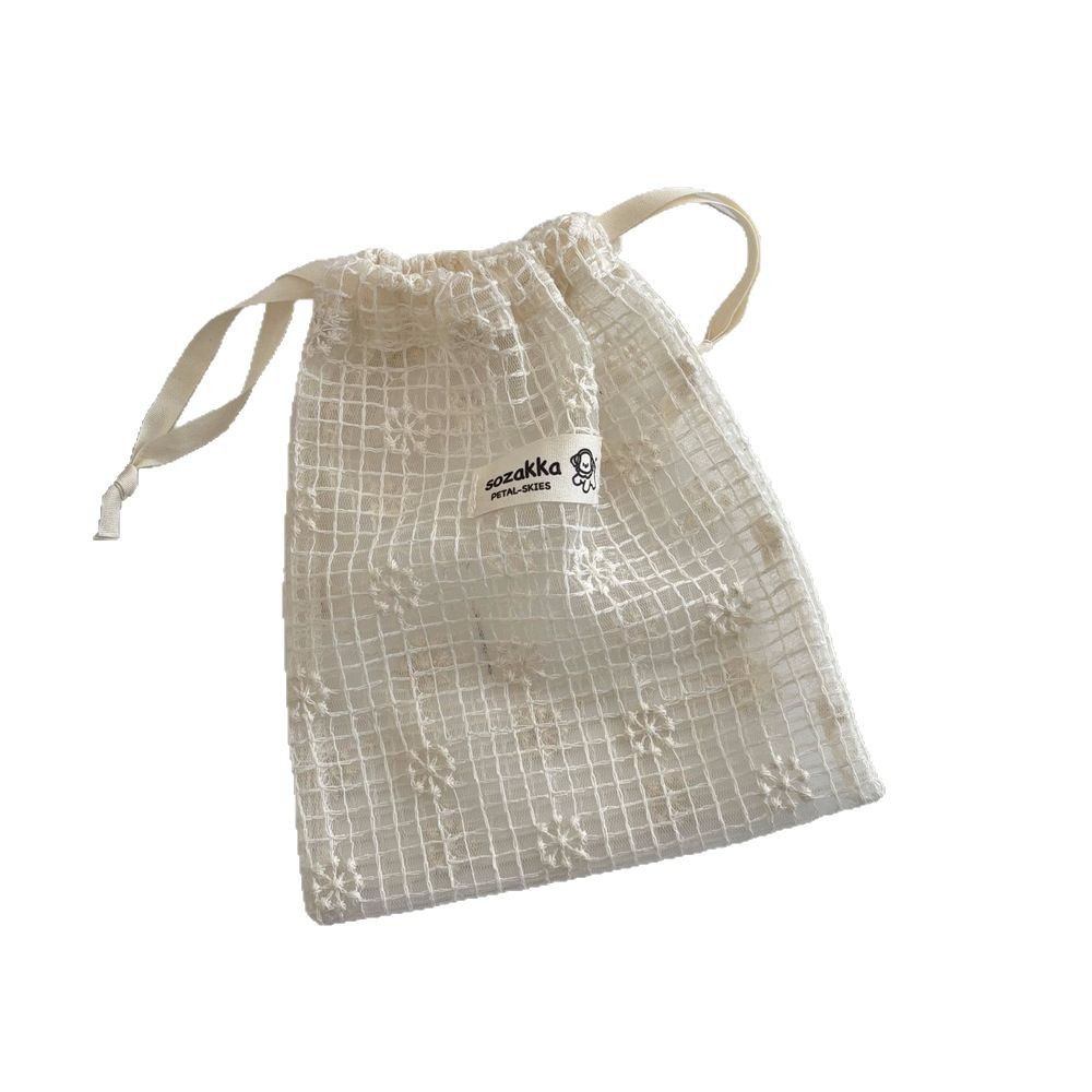 5361 Mesh lace embroidered Daisy storage bag, drawstring bag, travel skincare product sorting bag, miscellaneous storage bag Item Picture