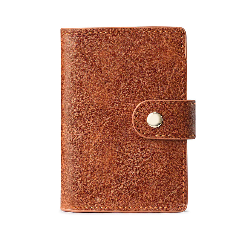New men's and women's wallets: soft leather buckle, solid color texture, multi-slot, large capacity, multi-functional wallet Item Picture