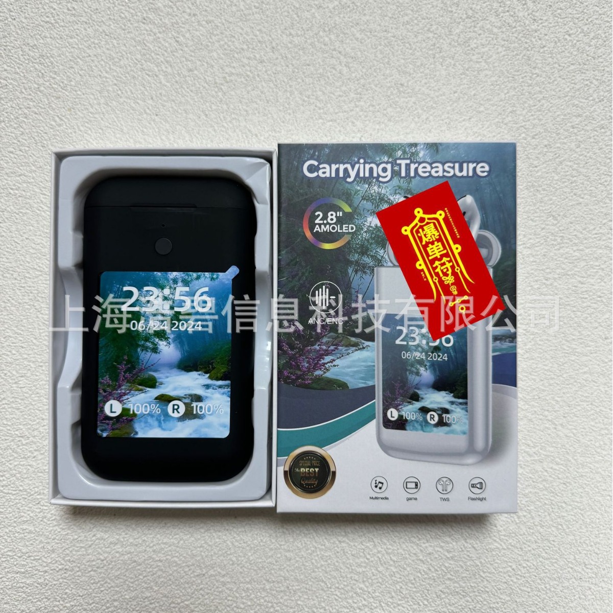 The original TF20 PRO upgraded version A98 BOX Bluetooth headphones, power bank, 2.8-inch multimedia display, 3-in-1 Application Scenario
