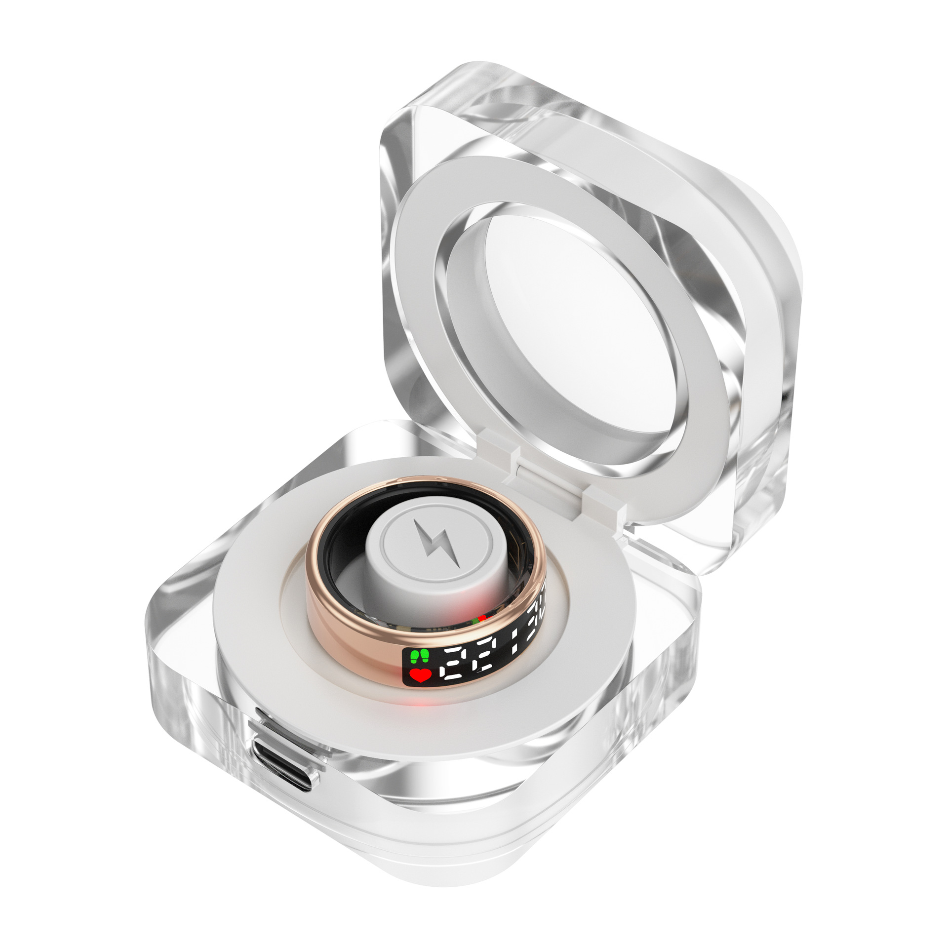 Smart Ring Charger Crystal Case 200 mah transparent acrylic Smart Ring Charger TYPE-C