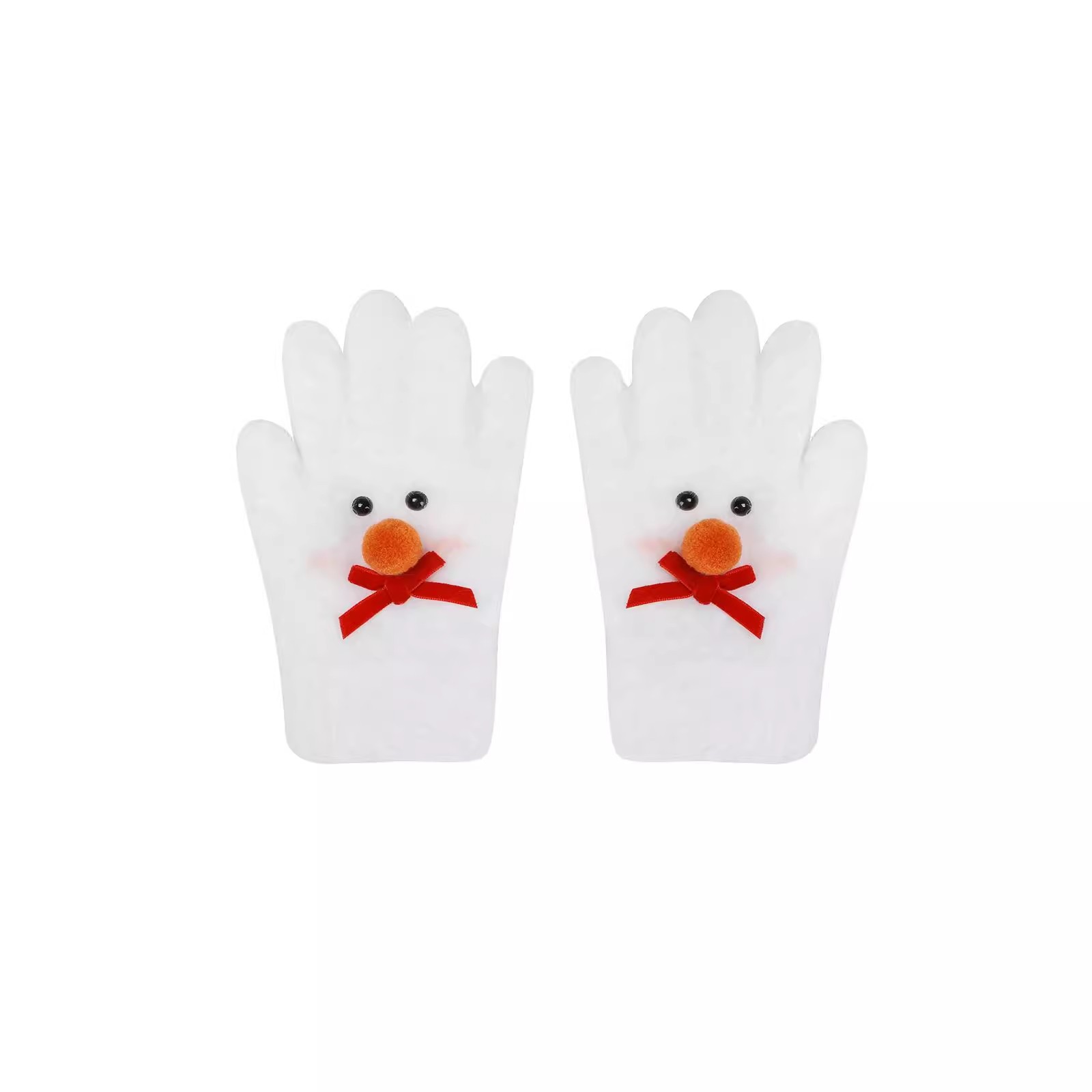 Christmas-themed snowman plush gloves for girls, cute and warm, thickened and warm bow finger gloves, Christmas gifts Item Picture