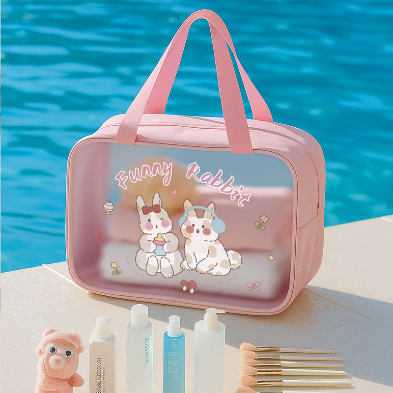 Cartoon toiletries bag with dry and wet separation, waterproof for bathing, large-capacity swimming storage bag, makeup bag, women's fitness swimming bag details Picture