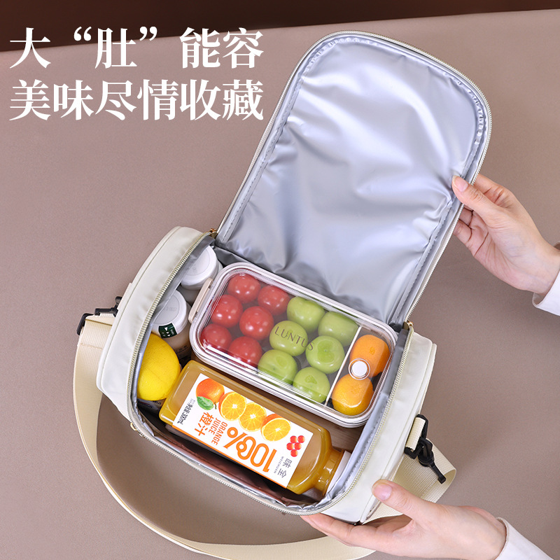 Ge Yun series single-shoulder crossbody lunch box bag, office worker lunch box bag, milk storage thickened single-shoulder picnic insulated bag details Picture
