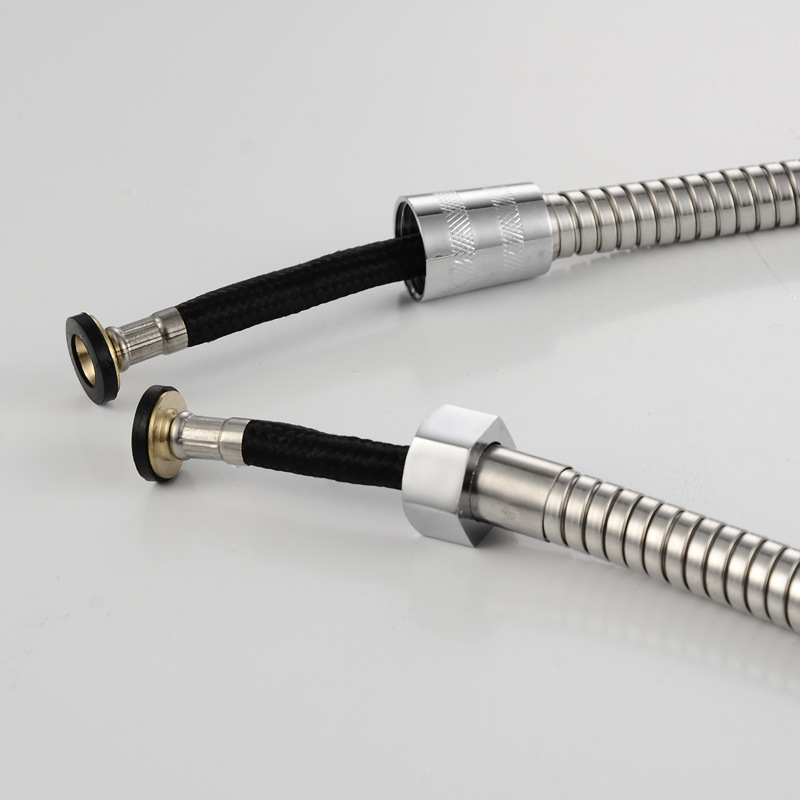 Hui Ci explosion-proof encrypted pull-out shower hose 1.5-meter stainless steel double-buckle shower hose copper cap Specification drawing