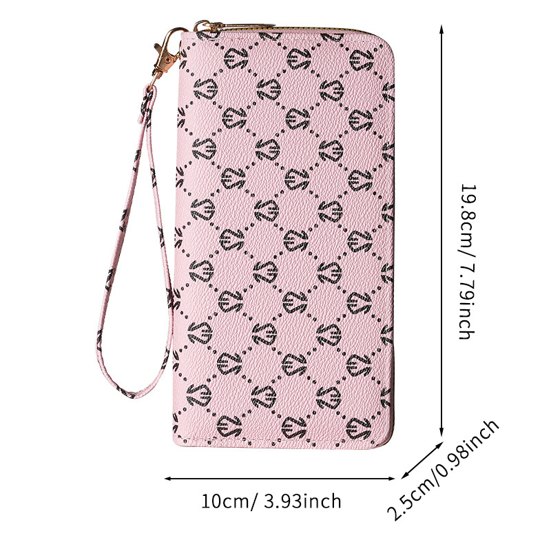 New cross-border 2024 women's wallet, mid-length clutch bag, European and American fashionable printed mobile phone bag, wallet and coin purse Item Picture