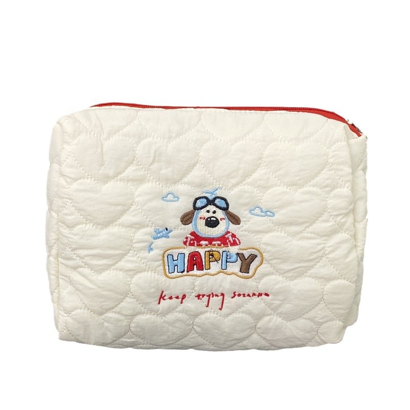 Cute puppy makeup bag, women's ins style portable large-capacity travel skin care products and toiletries bag, cosmetics storage bag Item Picture