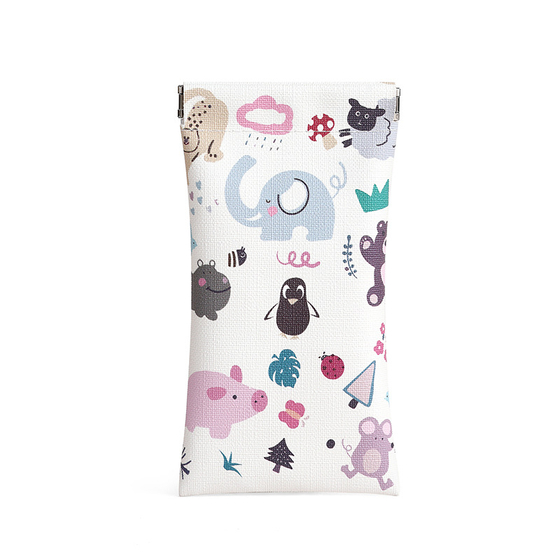 Cartoon printed storage bag, glasses storage bag, student automatic closing spring piece, cute dog stationery bag, wallet card case Item Picture