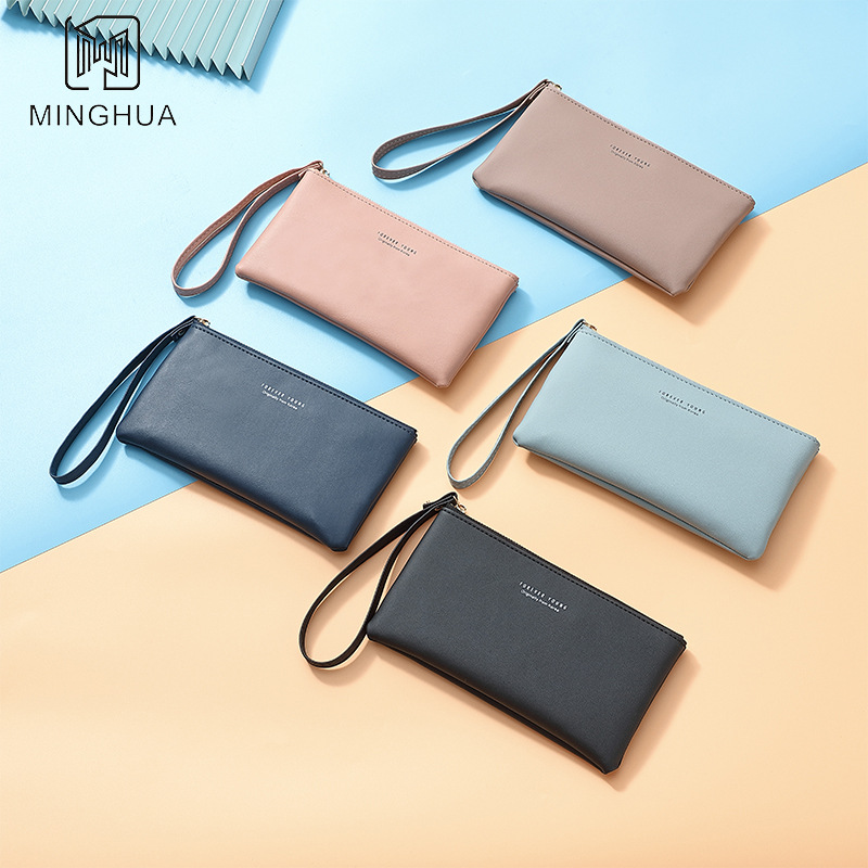 New long women's wallet, cross-border coin purse from Japan and South Korea, women's high-end solid color zipper clutch wholesale Specification drawing