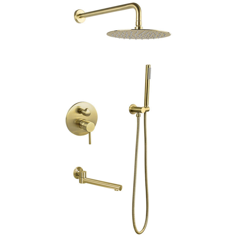 Black wall-mounted all-copper concealed shower head set, built-in wall-mounted hot melt bath set AL1053 Item Picture